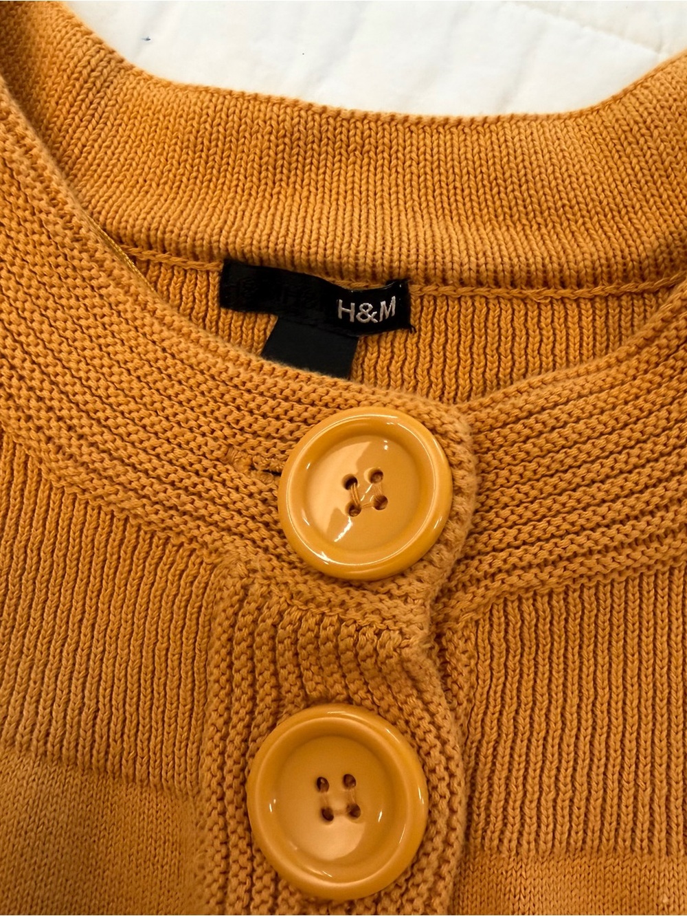 H&M Mustard Yellow Ribbed Knit Button-Front Cardigan - Picture 2 of 5